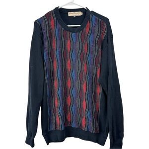 Vintage Norm Thompson Size Large Rainbow Coogi Style 3D Sweater Made In Canada